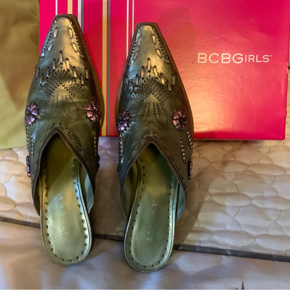 BCBG cowboy boot-style clogs